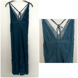 Farm Rio Petroleum Green Lace Midi Dress